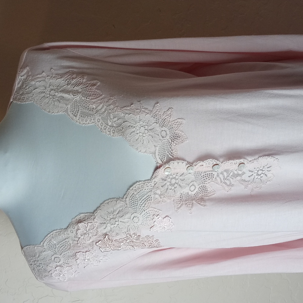 Soma Long Sleeve Lace-Trim Chemise - Light Blush Pink - Picture 2 of 8